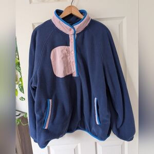 Navy and Pink Fleece Pullover XL